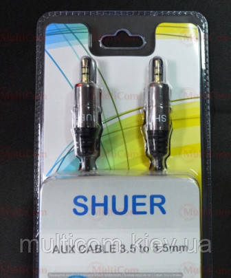 05-02-103. Шнур 3,5 AUX стерео (штекер - штекер), gold pin, діам.-4 мм, блістер, 1м, фото 1