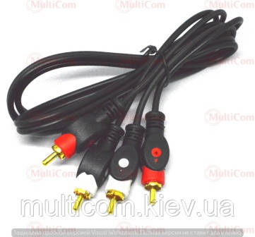 05-00-003. Шнур 2RCA - 2RCA (штекер-штекер), gold pin, чорний, 1,2м