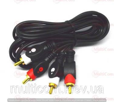 05-00-032. Шнур 2RCA - 2RCA (штекер-штекер), gold pin, чорний, 3м, фото 1