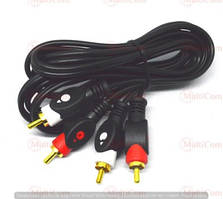 05-00-032. Шнур 2RCA - 2RCA (штекер-штекер), gold pin, чорний, 3м