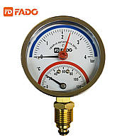Термоманометр FADO вертикальный (1/2 120°С 4 бар 80d) TMV