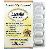 California Gold Nutrition, LactoBif 30, 30 млрд КУО, 60 вегетаріанських капсул