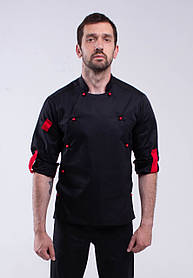 Кітель кухарський (куртка) Прованс Чорний-червоний
