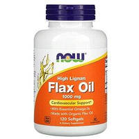 Льняное масло (Flax Oil) Now Foods, 1000 мг 120 капсул