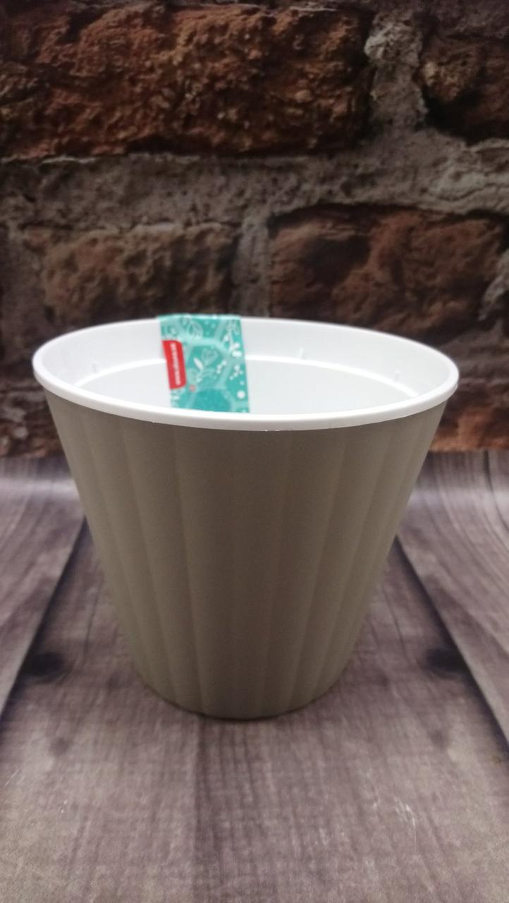 Вазон Ібіс із подвійним дном 15.7*13 Какао-білий 1.6 л, фото 1