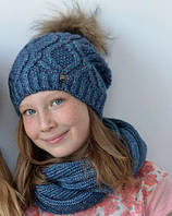 Зимняя женская шапка Милана на флисе, нат. енот, размер 55-58 см