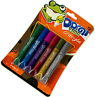 Клей силіконовий з блискітками Domi Frog (6 кольорів x 10.5ml)