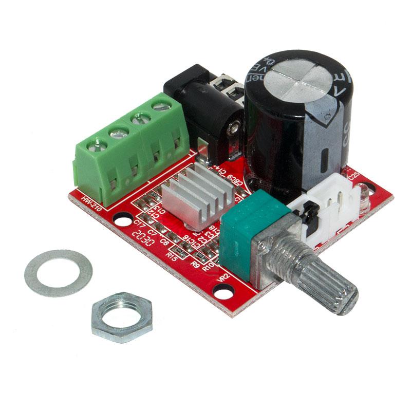 Мініатюрний підсилювач класу D на PAM8610 (2х10W) HW-210 з регулятором гучності