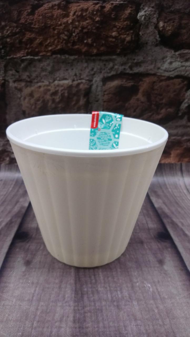 Вазон Ібіс із подвійним дном 15.7*13 троянда-білий 1.6 л, фото 1