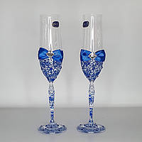Свадебные бокалы синего цвета (арт. WG-306)