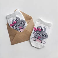 Детские носки для самых маленьких с рисунком зайки. Размер 8-10