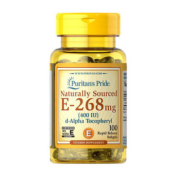 Вітамін Е (як d-альфа-токоферилацетату) Puritan's Pride Naturally Sourced E-268 mg (400 IU) (100 softgels)