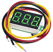 Вольтметр постійної напруги 0~100 В 0.36" ЗЕЛЕНИЙ