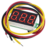 Вольтметр постійної напруги 0~100 В 0.36" КРАСНИЙ