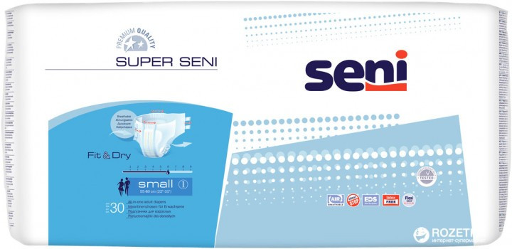 Підгузки для дорослих Super Seni Smаll 55-80 см 30 шт 6 крап.