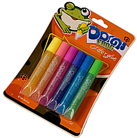 Клей силиконовый с блестками Domi Frog (6 цветов x 10.5ml) пастель перламутр