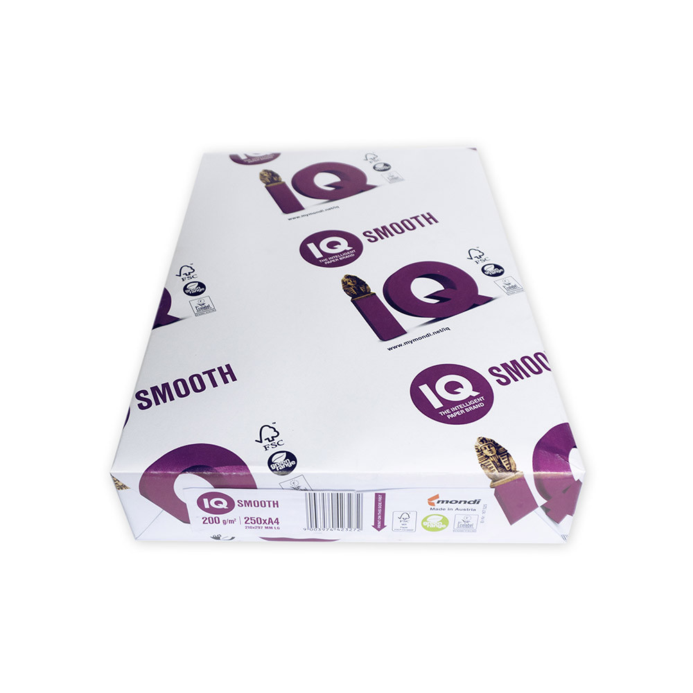 Папір для лазерного та струменевого друку А4 IQ Smooth 200 г/м2 250 арк
