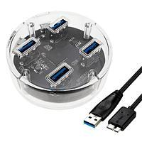 4-портовый USB 3.0 хаб концентратор, до 5 Гбит/с, прозрачный