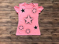 Стильная футболка для девочки подростка на 14-17 лет 14-15 лет, Розовый