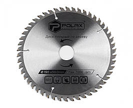 Диск пильний по дереву з твердосплавними напайками 190x30.0/25.4, 50Т POLAX (54-143)