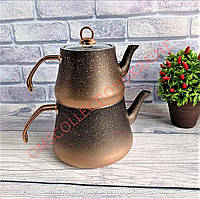 Чайник подвійний (0,8/1,8 л) з антипригарним покриттям OMS Collection (Туреччина), арт. 8200-М бронза