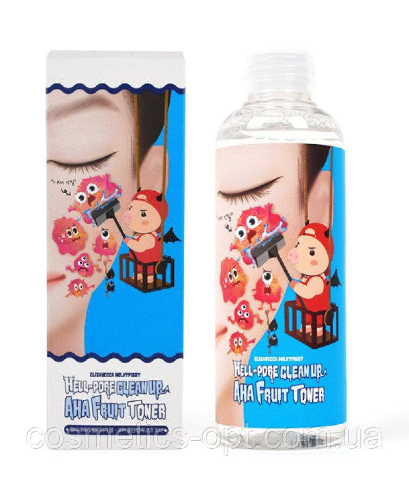 Пілінг-тонер із фруктовими кислотами Elizavecca Hell-Pore Clean Up Aha Fruit Toner, 200 мл