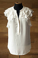 Летняя удлиненная блузка топ с рюшами молочного цвета женская H&M, размер m