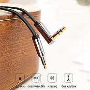 Аудіо кабель AUX UGREEN г-подібний 3.5 тато на 3.5 тато jack - jack аудіо шнур аукс 1.5 м (чорний), фото 2