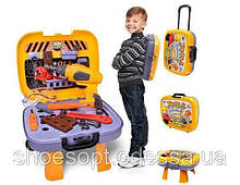 Дитячий набір інструментів у валізі столик рюкзак, дриль на батарейках