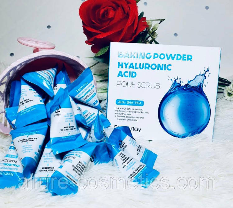 Скраб для особи з гіалуронової кислотою FARM STAY BAKING POWDER HYALURONIC ACID PORE SCRUB