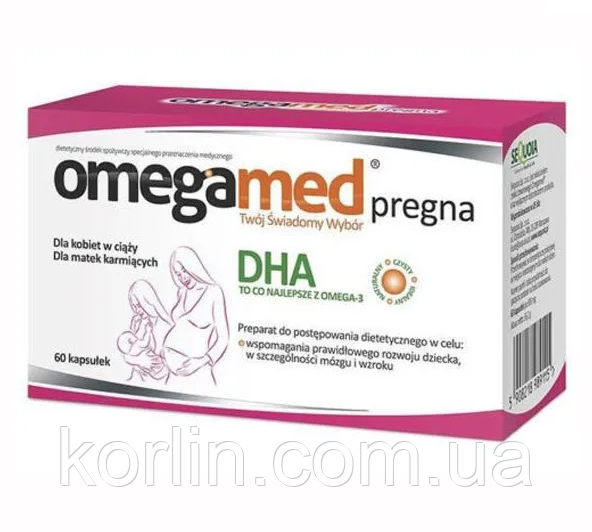 Omegamed Pregna DHA Вітаміни Для вагітних і жінок 60 капсул Польща Доставка з ЄС