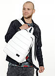 Білий чоловічий рюкзак міський, повсякденний, для ноутбука 15,6 матова еко-шкіра, фото 7