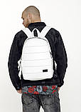 Білий чоловічий рюкзак міський, повсякденний, для ноутбука 15,6 матова еко-шкіра, фото 8