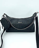 Женская сумка черного цвета рептилия «Лойс» Экокожа
