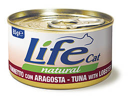 Консерва для котів класу холистик LifeCat tuna with lobster 85g, ЛайфКет 85гр Тунець з омарами