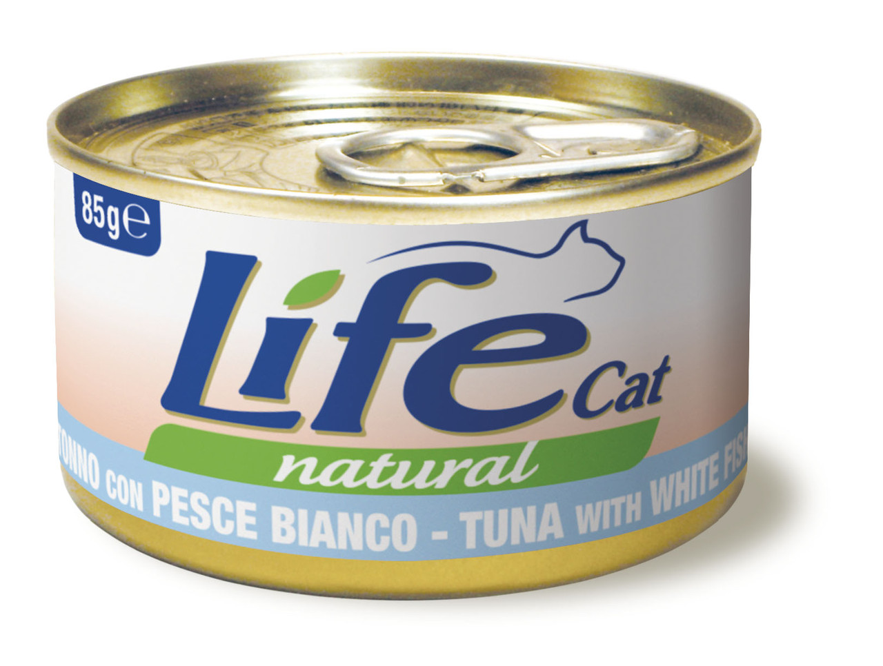 Консерва для кішок класу холістик LifeCat tuna with white fish 85g, ЛайфКет 85гр Тунець з білою рибою