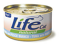 Консерва для кошек класса холистик LifeCat tuna with white fish 85g, ЛайфКет 85гр Тунец с белой рыбой