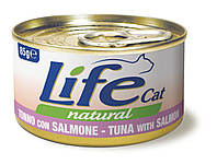 Консерва для кошек класса холистик LifeCat tuna with salmon 85g, ЛайфКет 85гр Тунец с лососем