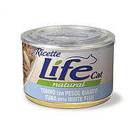 Консерва для котів класу холистик LifeCat tuna with white fish 150g, ЛайфКет 150гр Тунець з білою рибою