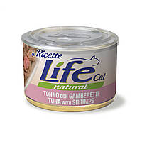 Консерва для котів класу холистик LifeCat tuna with shrimps 150g, ЛайфКет 150гр Тунець з креветками