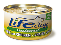 Консерва для собак класса холистик LifeDog duck and chicken 90g,ЛайфКет 90гр Утка с курицей