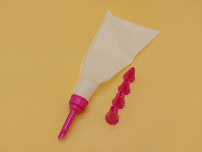 Мішок кондитерський силіконовий багаторазовий для крему з пластмасовими насадками 5 штук L 26 cm W 14 cm