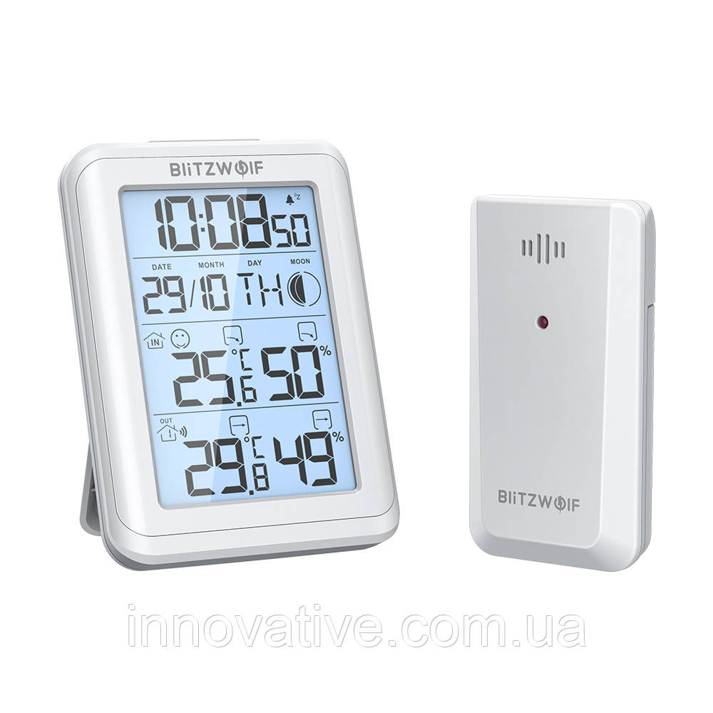Домашня метеостанція BlitzWolf BW-TM01 з зовнішнім датчиком (Білий)