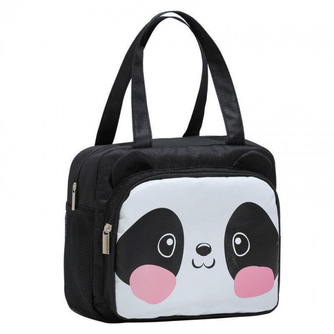 Темосумка для ланчу/lunch bag з кишенею Панда, чорна, фото 1