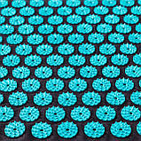 Масажний килимок Аплікатор Кузнєцова + валик масажер для спини/шиї/ніг/стоп/голови/тіла OSPORT (n-0009) Чорно-бірюзовий, фото 3