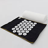 Масажний килимок Аплікатор Кузнєцова + валик масажер для спини/шиї/ніг/стоп/голови/тіла OSPORT (n-0004) Чорно-білий, фото 5