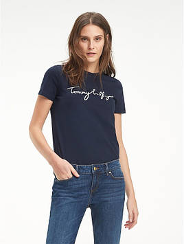 Жіноча футболка TOMMY HILFIGER ORGANIC COTTON SCRIPT LOGO T-SHIRT ОРИГІНАЛ (розмір XS, S)