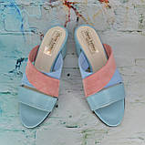 Шкіряні мюлі на широкому підборі., фото 7