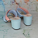 Шкіряні мюлі на широкому підборі., фото 6