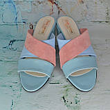 Шкіряні мюлі на широкому підборі., фото 5